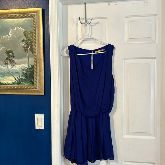 Women’s ALICE + OLIVIA Cobalt Blue SILK Sleeveless Blouson Mini Dress Size S - Picture 2 of 12